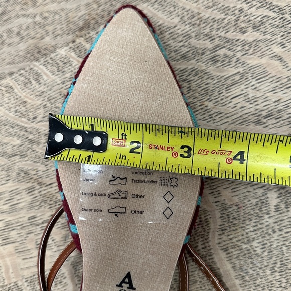 Anthropologie NWB Burgundy Turquoise Geometric Aztec Strappy Flats size 6 - Picture 10 of 11